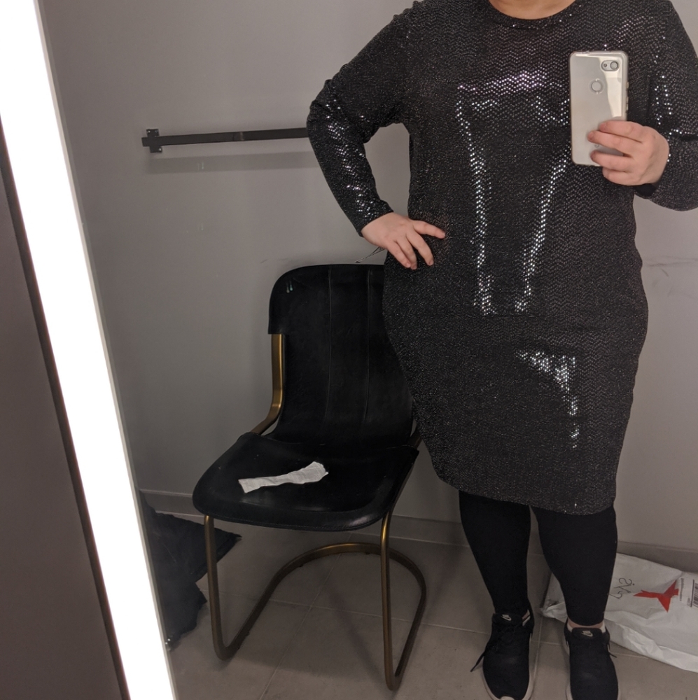 B Darlin Plus Size Sequin Dress in Black Gunmetal - Picture 9 of 9